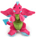 goDog Dragons Small Pink is a soft pink plush squeaky dog toy.