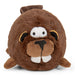 Image showing a front profile of the goDog Action Plush Beaver. A round cartoonish beaver with buck teeth and goofy crossed eyes
