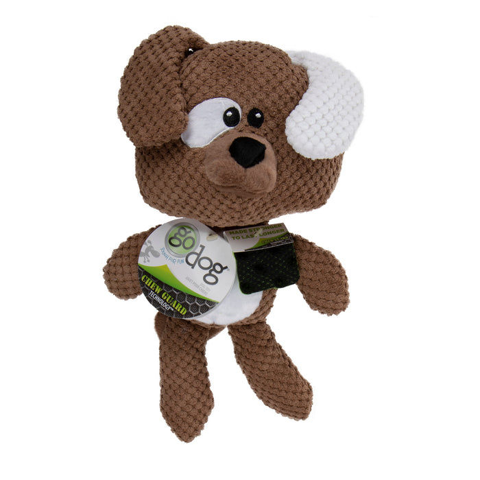 goDog - Checkers Squeaky Plush Dog Toy with Chew Guard Technology