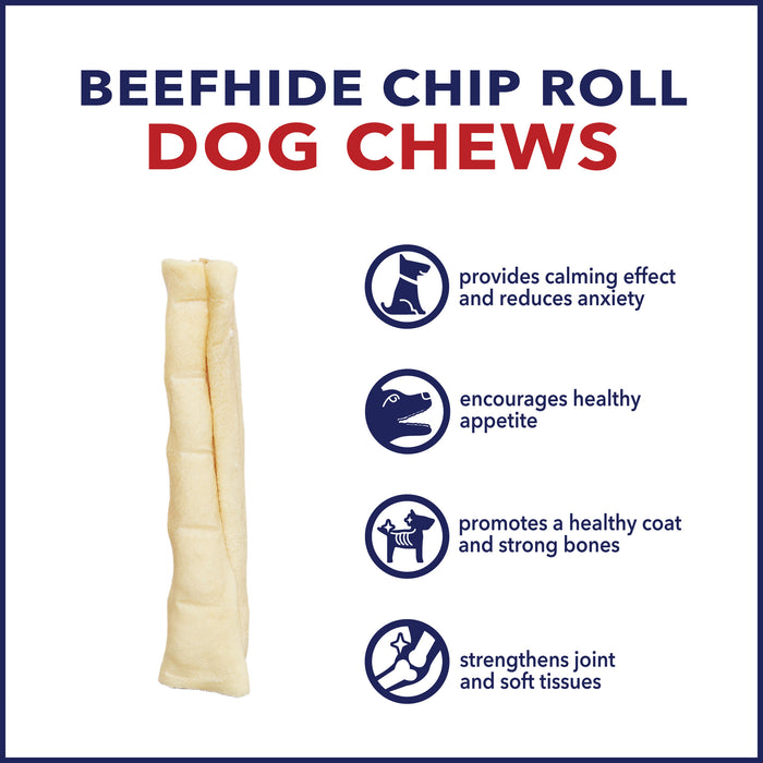Pet Factory - Made in USA Beefhide Chip Rolls 5 inch Flavored Dog Treats