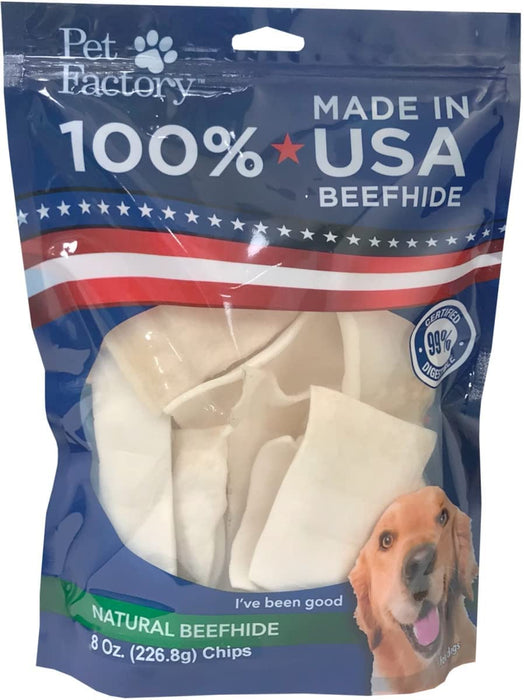 Pet Factory - Made in USA Beefhide Chips - 8oz, Flavored Dog Treats