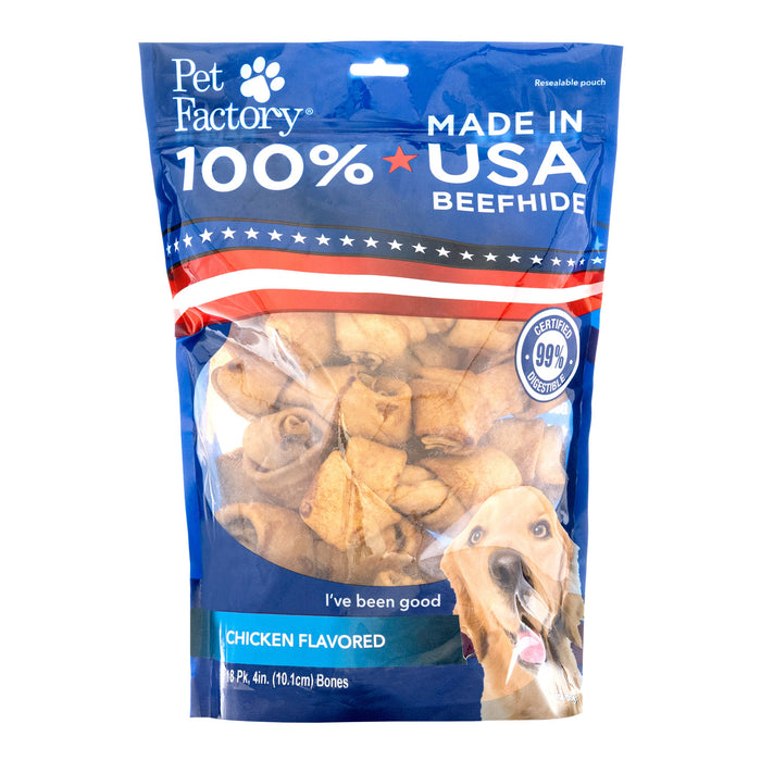 Pet Factory - Made in USA Beefhide Bone 4" Flavored Dog Treats