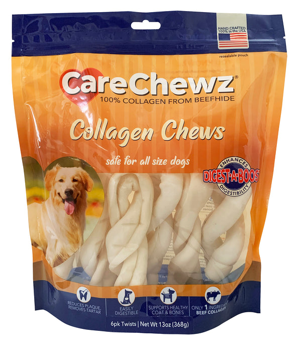 Pet Factory - CareChewz Collagen Twists Dog Treats, 6-7", 6 ct