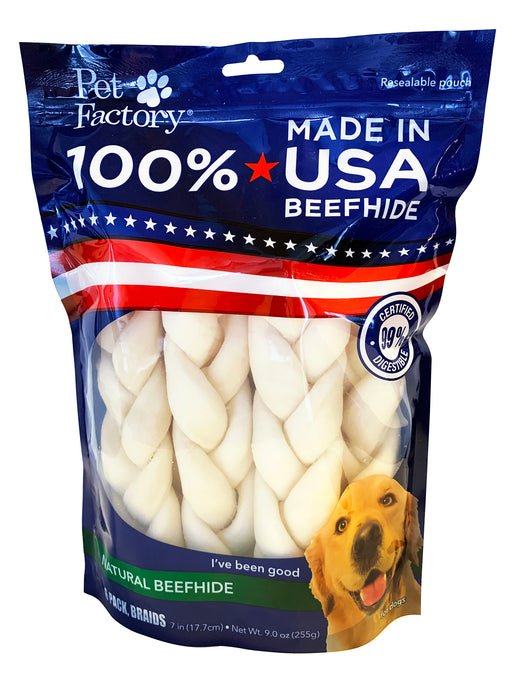 Pet Factory - Made in USA Beefhide Braided Sticks Flavored Dog Treats