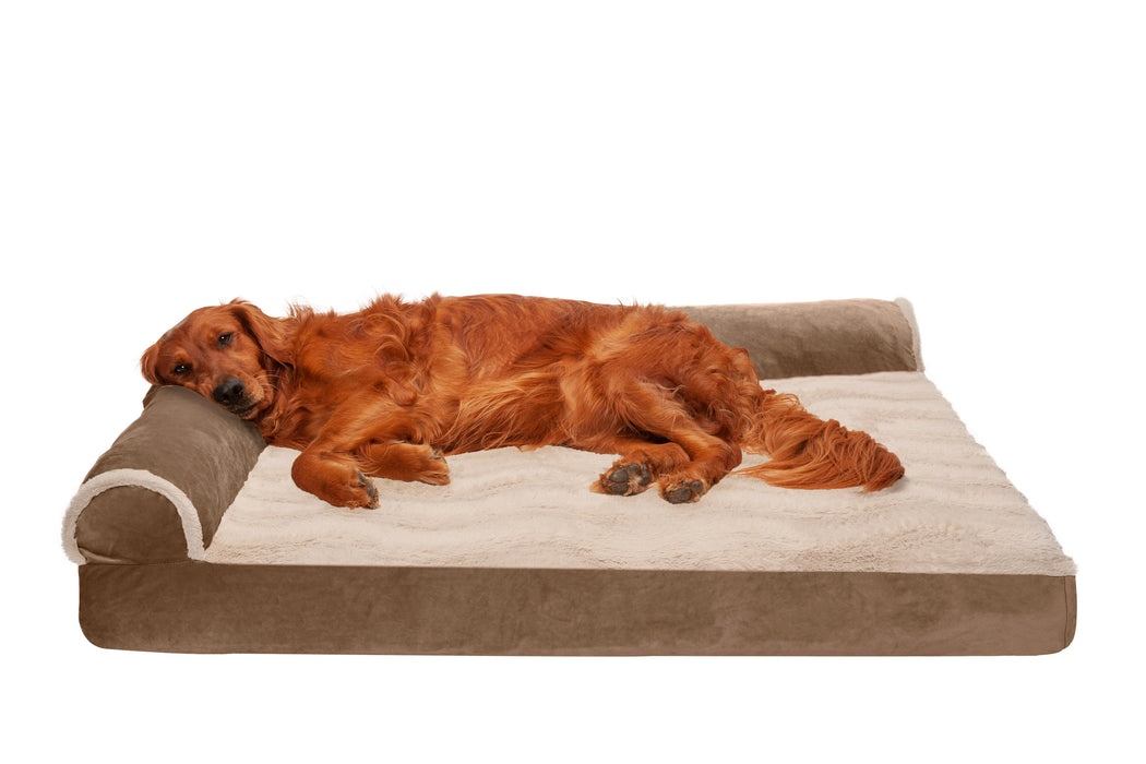 Deluxe Chaise Lounge Dog Bed - Wave Fur & Velvet