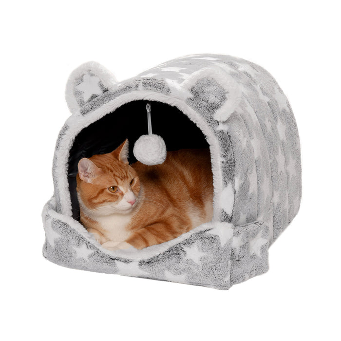 Cozy Cave Pet Bed - Fleece & Faux Fur