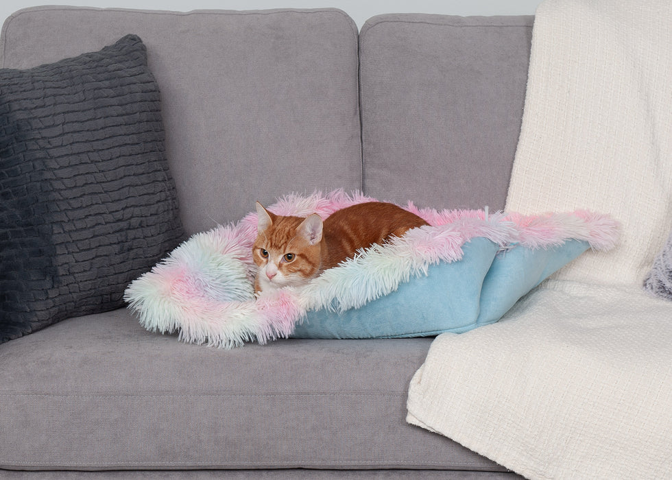 Plush Faux Fur & Diamond Print Nest-Top Sofa Bed