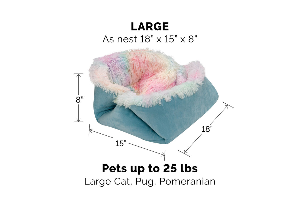 Plush Faux Fur & Diamond Print Nest-Top Sofa Bed