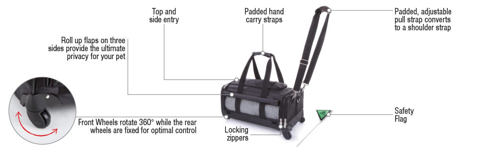 VEVOR Cat Dog Carrier with Wheels Airline Approved, Rolling Pet Carrier on Wheels Hold Up to 22 Lbd.