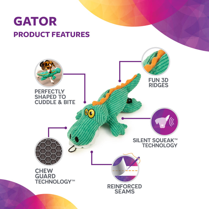 TrustyPup - Gator Silent Squeak Soft Plush Dog Toy — Furhaven Pet Products