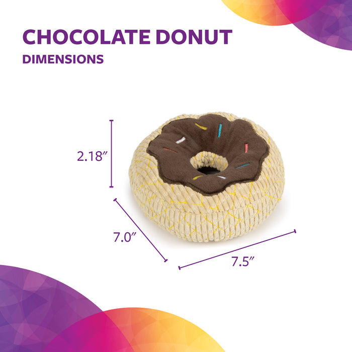 TrustyPup - Tough 'N Fun Chocolate Donut Durable Plush Squeaker Dog Toy
