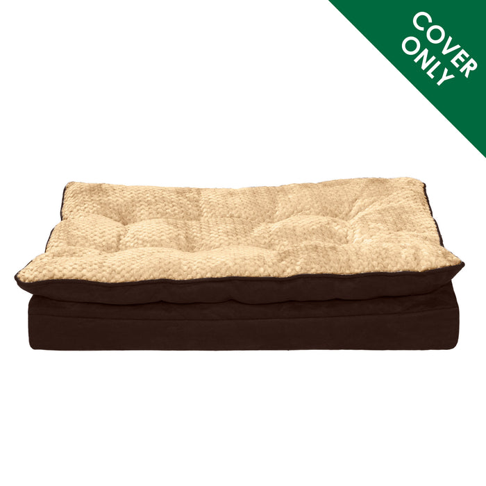 Deluxe Mattress Dog Bed - Minky Faux Fur & Suede Pillow Top - Cover