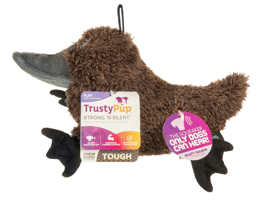 TrustyPup - Strong 'N Silent Platypus, Durable Plush Silent Squeaker Dog Toy