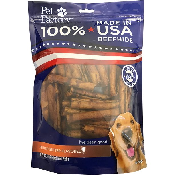 Pet Factory - Made in USA Beefhide Mini Rolls - 3-3.5", 35 Count